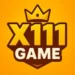 X111 Game official logo with golden crown and bold 3D text on orange background – online gaming app download on APKPeak.